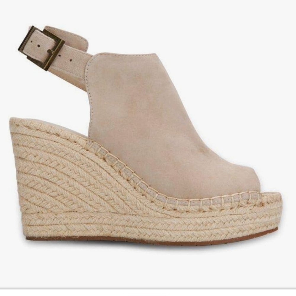 Kenneth Cole Beige Suede Wedge Sandals